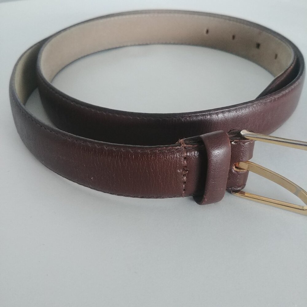 Tradition 34 brown leather belt square buckle